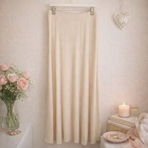 Cider XL Cream Ribbed Knit Maxi Skirt High Waist